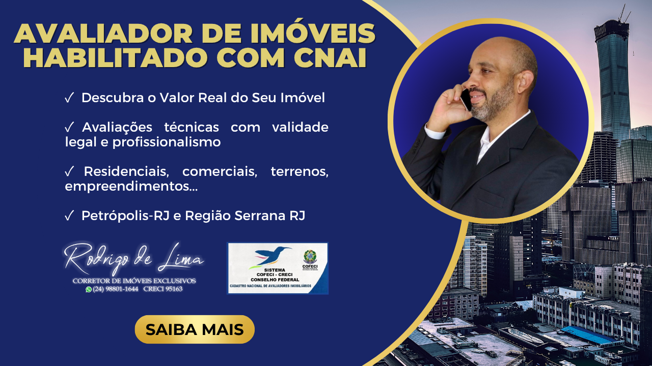 Avaliação de imóveis, casas, apartamentos, lojas, terrenos em Petrópolis habilitado no CNAI